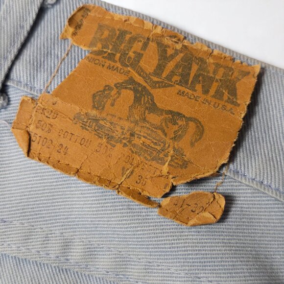 VTG Big Yank Jeans‎ Light Blue 34x28.5 High-Waisted Wide-Leg Denim 1970s USA - Picture 9 of 15
